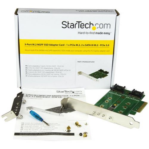 StarTech.com M.2 SSD Card 1x PCIe NVMe 2x SATA M.2 PCI Cards 8STPEXM2SAT32N1
