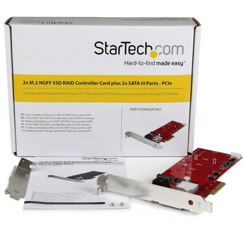 StarTech.com 2 Slot PCIe M.2 RAID Card 2x SATA3 Ports PCI Cards 8STPEXM2SAT3422