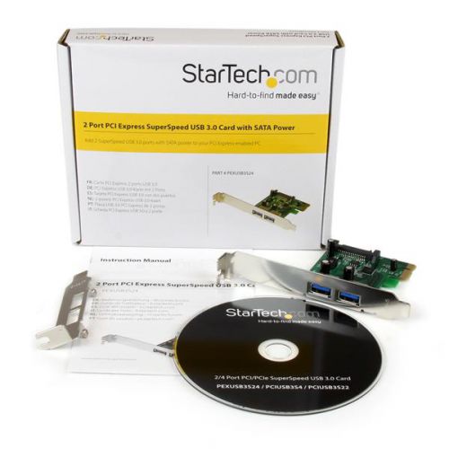 StarTech.com 2 Port PCIe USB3 Card Adapter with UASP 8STPEXUSB3S24