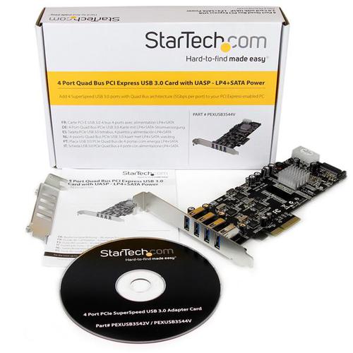 StarTech.com 4 Port Quad Bus PCIe USB3 Card with UASP PCI Cards 8STPEXUSB3S44V