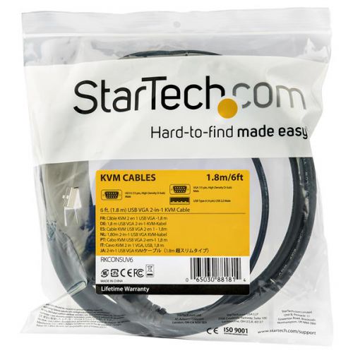 StarTech.com 15ft USB Rackmount Console KVM Cable Server & Data Racks 8STRKCONSUV15