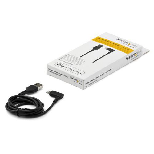 StarTech.com 1m Black Angled Lightning To USB Cable