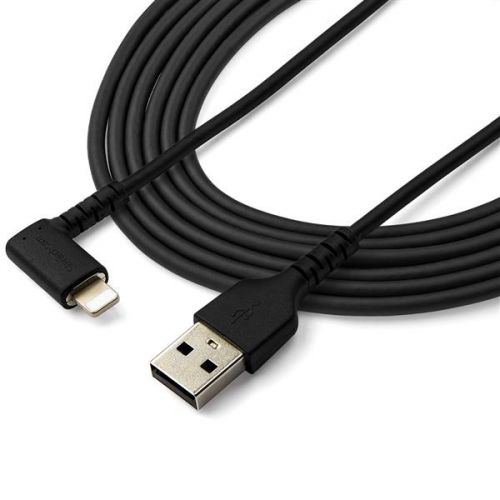 StarTech.com 2m Angled Lightning to USB Black Cable