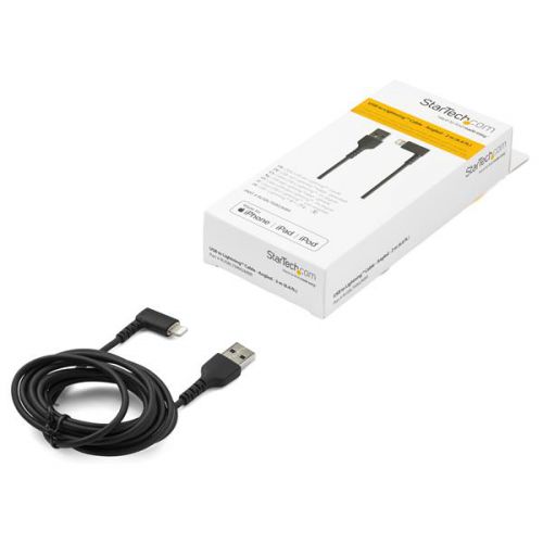 StarTech.com 2m Angled Lightning to USB Black Cable