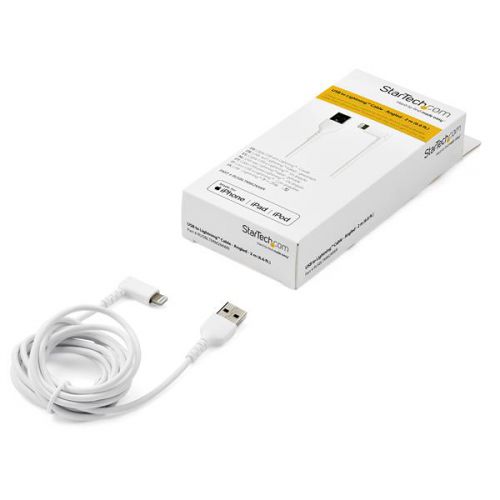 StarTech.com 2m White Angled Lightning to USB Cable