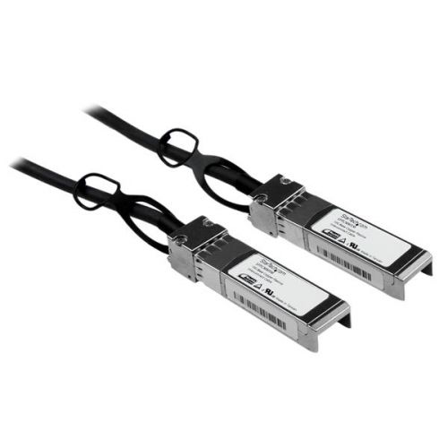 The SFPCMM1M is a Cisco SFP-H10GB-CU1M compatible direct-attach copper SFP+ cable that’s designed, programmed and tested to work with Cisco® brand compatible switches and routers and complies with MSA industry standards.This passive Twinax copper cable supports 10 Gigabit Ethernet applications connected through SFP+ (Mini-GBIC) ports. This copper SFP+ cable is hot-swappable, making upgrades and replacements seamless by minimizing network disruptions.Designed for high-speed performance, this low-power, low-latency SFP+ cable is a cost-effective alternative to fibre-optic cable assemblies, supporting short-distance applications such as point-to-point in-rack network switch or server connections.All StarTech.com SFP & SFP+ cables are backed by a lifetime warranty and free lifetime multilingual technical support. StarTech.com offers a wide variety of direct-attach SFP cables and SFP modules, providing the convenience and reliability you need to ensure dependable network performance.