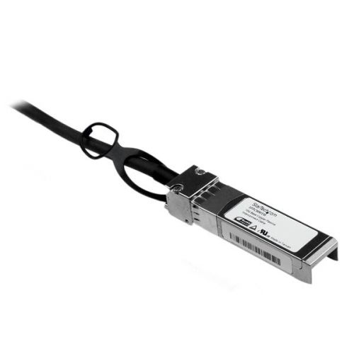 The SFPCMM1M is a Cisco SFP-H10GB-CU1M compatible direct-attach copper SFP+ cable that’s designed, programmed and tested to work with Cisco® brand compatible switches and routers and complies with MSA industry standards.This passive Twinax copper cable supports 10 Gigabit Ethernet applications connected through SFP+ (Mini-GBIC) ports. This copper SFP+ cable is hot-swappable, making upgrades and replacements seamless by minimizing network disruptions.Designed for high-speed performance, this low-power, low-latency SFP+ cable is a cost-effective alternative to fibre-optic cable assemblies, supporting short-distance applications such as point-to-point in-rack network switch or server connections.All StarTech.com SFP & SFP+ cables are backed by a lifetime warranty and free lifetime multilingual technical support. StarTech.com offers a wide variety of direct-attach SFP cables and SFP modules, providing the convenience and reliability you need to ensure dependable network performance.