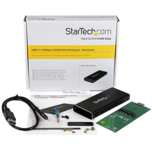 StarTech.com USB 3.1 10Gbps mSATA Drive Enclosure Drive Enclosures 8STSMS1BMU313