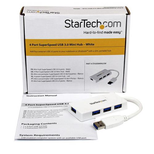 StarTech.com 4 Port SuperSpeed Mini USB 3.0 Hub White USB Hubs 8STST4300MINU3W
