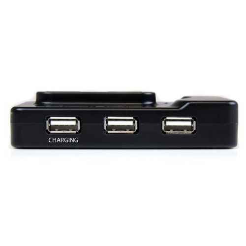 The ST7320USBC 6-Port USB 3.0/2.0 Combo Hub features a special high-output dedicated charging port which enables you to charge USB devices by providing up to 2A of power, or it can add 2x USB 3.0 and 4x USB 2.0 ports to a computer through a single USB 3.0 host connection.The hub includes an external power adapter, which when connected enables charging some portable electronic devices (e.g. an iPhone® or other Smartphone), even without a USB connection to a host computer.Offering a unique design that features USB ports along 3 sides of the hub, as well as a combination of USB 2.0 and 3.0 ports, this versatile and flexible USB hub is ideal for both laptop and desktop computers.The ST7320USBC USB 3.0/2.0 hub is backed by a StarTech.com 2-year warranty and free lifetime technical support.