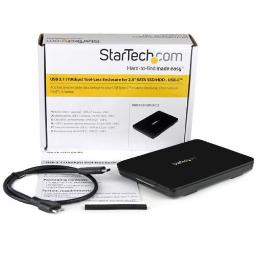 StarTech.com USB3.1 ToolFree Encl 2.5in SATA SSD HDD Drive Enclosures 8STS251BPU31C3