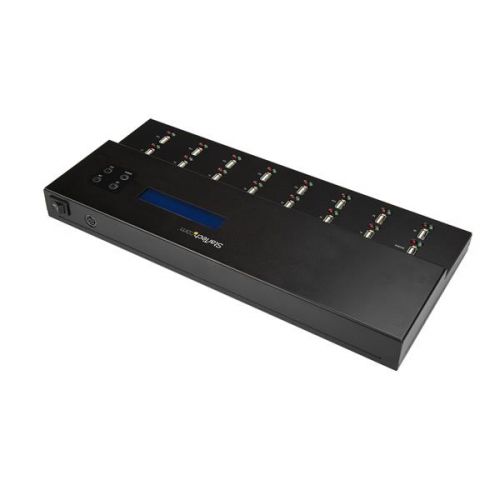 This USB duplicator and eraser lets you clone or erase up to 15 USB flash drives, without a host computer connection. This means you can work more efficiently and manage larger batches of USB drives, saving time and effort.The standalone USB duplicator and eraser is perfect for IT professionals and system administrators in corporate, education, marketing, or sales environments.Efficient 1:15 drive duplicationThe duplicator lets you copy up to 15 drives simultaneously, and offers both synchronous and asynchronous duplication, with speeds up to 1.5GB per minute. The asynchronous feature means you can remove and replace USB storage devices while other copies continue to run. The duplicator offers two duplication modes, system and file and whole file.Erase multiple USB drives simultaneouslyThe drive duplicator/eraser lets you erase up to 15 flash drives at the same time, so it’s easy to clean large batches of USB drives for reuse. The flash drive duplicator features three modes of drive erasing: quick erase, single pass erase, and multi-pass erase (meets DoD standards).Designed for ease of useThe flash drive duplicator and eraser supports USB 3.0, USB 2.0 and USB 1.1 flash drives, providing an easy and cost-effective way to re-use and re-purpose your USB drives. It features a robust metal housing and a compact, standalone design that makes it the perfect desktop companion. The flash drive eraser/copier also has an LCD display that makes it easy to monitor erasing and duplication to ensure completion.The USBDUPE115 is TAA compliant and backed by a StarTech.com 2-year warranty and free lifetime technical support.