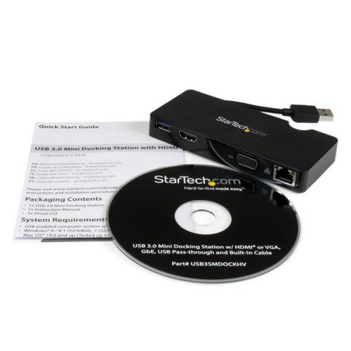 StarTech.com USB3 Laptop Mini Dock Station HDMI VGA 8STUSB3SMDOCKHV