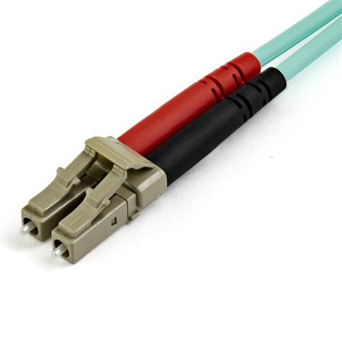 This LC to LC Multimode Duplex Fibre Optic Patch cable offers reliable connections for 40GBase-SR4, 100GBase-SR10, SFP+ and QSFP+ transceivers in your 40 and 100 Gigabit networks.Built for PerformanceWith laser-optimized multimode fibre (LOMMF), the patch cable is ideal for 850 nm and 1350 nm Vertical Cavity Surface Emitting Laser (VCSEL) and LED sources. The high-speed connectivity on the aqua fibre-optic cable provides a high-bandwidth solution for your data centres or high-density applications.Maximum CompatibilityThis fibre-optic patch cord is backward compatible with your existing 50/125 equipment, ensuring a reliable connection with legacy LANs.High Quality ConstructionHoused in a LSZH (Low-Smoke, Zero-Halogen) flame retardant jacket, this fibre-optic cable ensures minimal smoke, toxicity and corrosion when exposed to high sources of heat, or in the event of a fire. It's the best choice for a wide range of environments, including industrial settings, central offices and schools, as well as residential settings where building codes are a consideration.Each OM4 fibre cable is also individually tested and certified to be within acceptable optical insertion loss limits for guaranteed compatibility and 100% reliability.450FBLCLC7 is backed by a StarTech.com lifetime warranty and free lifetime technical support.