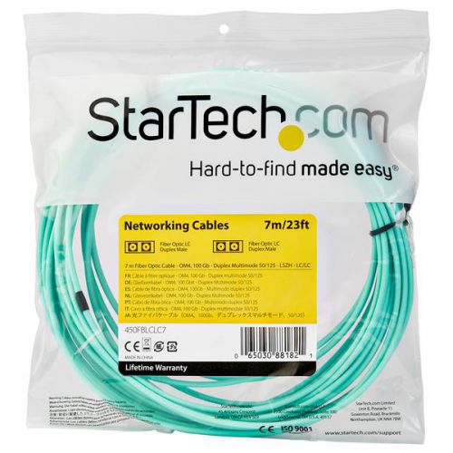 StarTech.com 7m LC UPC to LC UPC OM4 Aqua Multimode Fibre Optic Cable