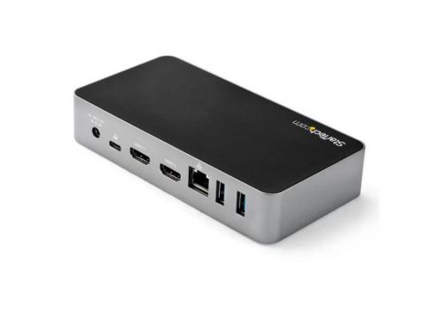 8STDK30CHHPDUK | This USB-C docking station is ideal for use in large organizations to meet widespread office productivity requirements and compatibility with all USB-C and Thunderbolt 3 laptops. The USB-C dock features support for Dual HDMI monitors, 60W Power Delivery 3.0, fast-charge, and both USB-C and USB-A peripheral ports.The USB-C docking station adds dual HDMI monitors support to your workstation, with full high definitions resolutions of 1920x1080 or 1920x1200 at 60Hz. With more screen space, you can access multiple applications and reference material on one display while composing on the other.The USB-A and USB-C charge ports can charge your smartphone, tablet or other USB peripherals whether you're working or away from your desk, and even if you disconnect your laptop.Using a single cable, the dock powers and charges your laptop as you work with 60W PD for faster charging, using the 90W power adapter.With a smaller size and extended length 3.3’ (1 metre) host cable, this USB-C dock fits easily into a workspace environment. Even where desk space is limited, this dock can be mounted to the wall, monitor or underneath the desk with StarTech.com mounting brackets (SSPMSUDWM & SSPMSVESA). These mounting brackets are specifically designed for our docks and hubs to give you the customized setup you need.Connect your devices with four USB 3.1 ports: 1x USB[CC2] -C and 3x USB-A. Fast-charge your USB-C or USB-A smartphone. The dock provides a GbE port (Wake-on-LAN) and a 3.5 mm 4-position headset audio jack. It also includes a security lock slot (K-slot) to protect against theft.StarTech.com conducts thorough compatibility and performance testing on all our products to ensure we are meeting or exceeding industry standards and providing high-quality products to IT Professionals. Our local StarTech.com Technical Advisors have broad product expertise and work directly with our StarTech.com Engineers to provide support for our customers both pre and post-sales.DK30CHHPDUK is backed by a StarTech.com 3-year warranty and free lifetime technical support.