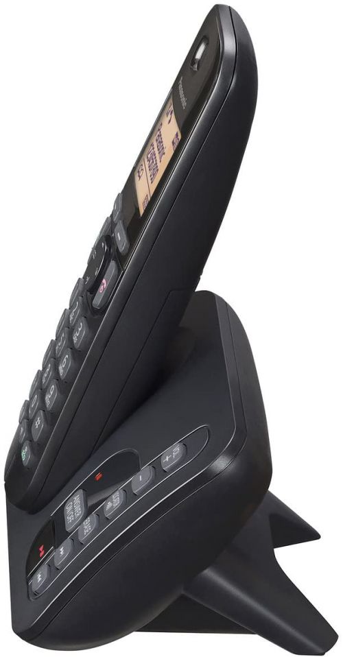 PANKXTGC220EB | The Panasonic KX-TGC220 comes with a variety of excellent features. It has call blocking to stop up to 50 specified unwanted numbers. It gives you the opportunity to stop any unwanted sales and nuisance calls. It has a large 1.6 inch backlit screen that displays text and images clearly and also lights up to allow you to use the phone easily. It delivers superior sound quality and ensures that all conversations using the phone are crisp and clear. It comes with 20 hour talk time which is perfect for daily phone conversations in your office or home. It includes a 50 name & number phonebook gives you the opportunity to store all of your contacts numbers. It you use an additional handset you can simply send your phonebook to your additional handsets with the phonebook transfer feature. The 18 minute answering machine automatically saves any messages that are left for you when you are away from your phone. You can simply select the 'Play' button to listen back to all of your messages. It has an Mode feature that allows you to reduce the power that the base unit provides. This will be able to improve the battery life of the phone and reduce carbon footprint.