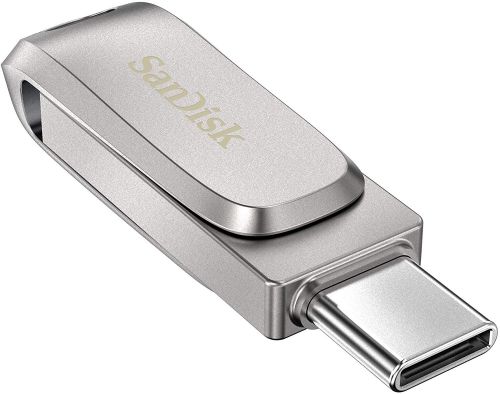 SanDisk Ultra Dual Drive Luxe 128GB USB C USB A Stainless Steel Flash Drive