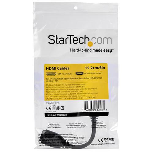StarTech.com 6in High Speed HDMI 2.0 Port Saver Cable AV Cables 8STHD2MF6INL