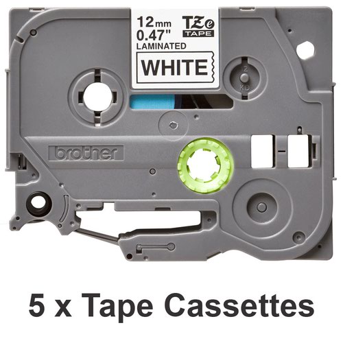 BRTZE231M5 | Compatible with a wide range of Brother’s P-touch printers, this 5 pack of genuine laminated TZe-231 labelling tape cassettes are especially versatile thanks to their easy-to-read black and white colour – so it comes in useful around the home, office and in other workplaces.