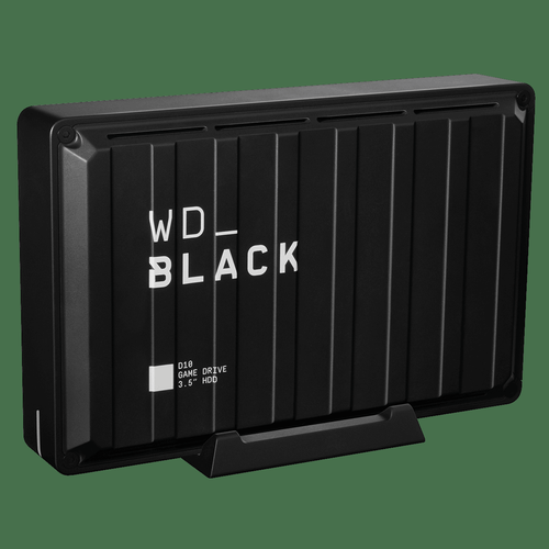 The WD_Black D10 Game Drive will take your console or PC to the next level and help you keep the competitive edge you need to win. Add up to 8TB1 of extra storage to your device to build up your game library up to 200 games or relive your best in-action moments by saving your favourite gameplay recordings. Rated at 7200 RPM with active cooling technology, WD_Black D10 Game Drive has speeds up to 250MB/s to kick your game into high-performance mode so you can play without limits and drive your game the way you choose.  