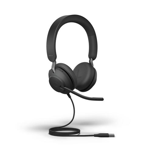 Jabra Evolve 2 40 USB A Wired Noise Isolating Stereo Headset DSP Function Boom Microphone Certified for Microsoft Teams
