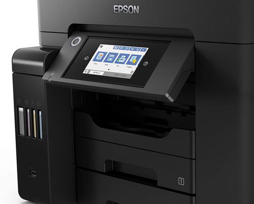 This Epson ET-5850 A4 Inkjet printer can print, scan, copy and fax. Refillable ink tanks using cost saving replacement ink bottles. Printing is fast with no warm-up time, the PrecisionCore printhead renowned for producing speeds of 25ppm. With the inks included print up to 4,500 monochrome pages (K)/2,800 colour pages (CMY). Features include an automatic document feeder for up to 35pp and duplex printing. With a contact image sensor (CIS), 1200 x 2400 dpi (HxV), able to scan double-sided. Walk-up black and white and colour fax capability, page memory up to 550 pages. Three paper trays. 50 pages automatic document feed. All controlled via an LCD touchscreen.