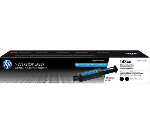 HP 143AD Neverstop Black Standard Capacity Toner 2.5K pages 2 pack for HP Neverstop 1000 / 1200 series - W1143AD  HPW1143AD