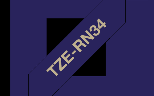 Brother TZe P-Touch Labelling Ribbon 12mm Gold on Navy Blue TZERN34 Brother