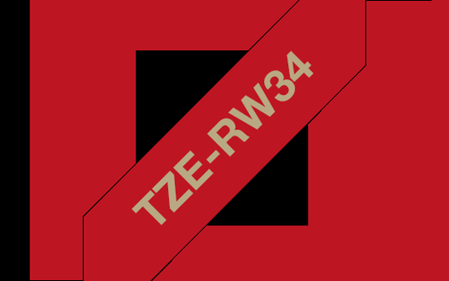 BRTZERW34 - Brother Gold On Wine Red Label Tape 12mm x 4m - TZERW34