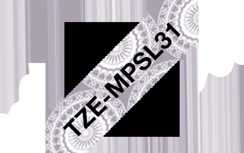 BA77022 Brother P-Touch TZe Laminated Tape Cassette 12mm x 4m Black On Silver lace Pattern TZEMPSL31