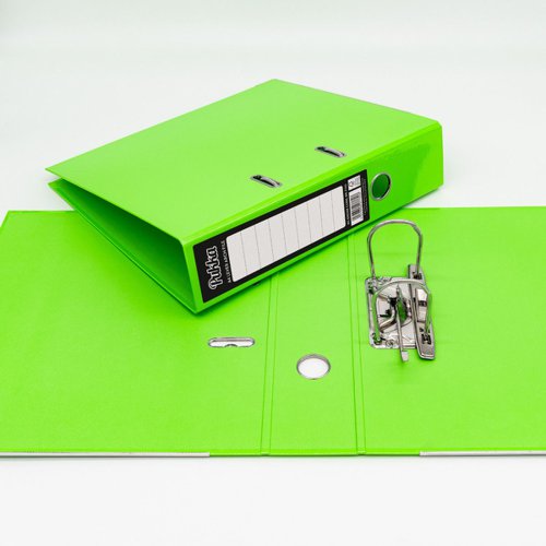 Keep your important paperwork safe and organised with the Brights Lever Arch File from Pukka. Featuring two ring bindings, you can easily store your work away by hole-punching the sheet or inserting plastic sleeves, while a locking mechanism offers extra security. Ideal for work, school or home, this file is a great way to organise important documents, schoolwork or scrapbook pages.