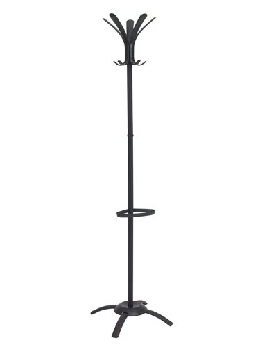 Alba Coat Stand 5 Pegs Plus 5 Mini Pegs Steel H175cm Black - PMCLEO N