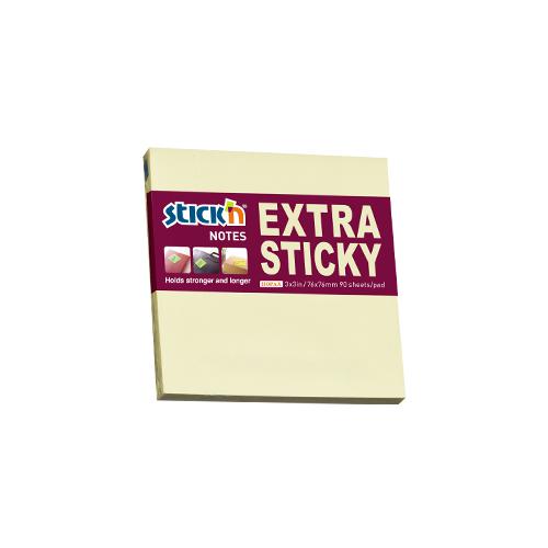 ValueX Extra Sticky Notes 76 x 76mm 90 Sheets Per Pad Yellow (Pack 12) - 21660-12