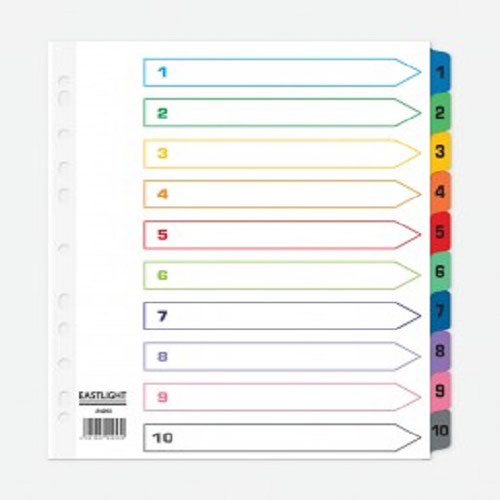 ValueX Index 1-10 A4 Extra Wide Card White with Coloured Mylar Tabs - 824253