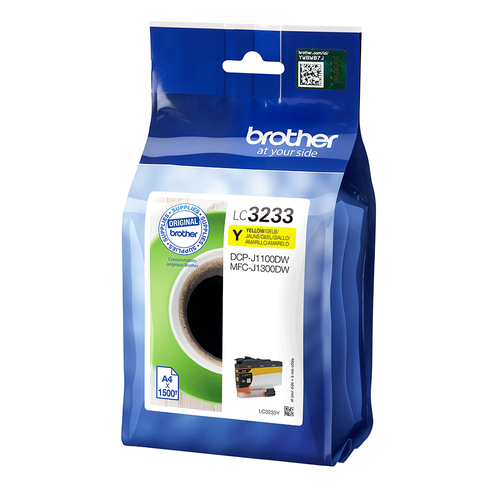 BRLC3233Y | The LC3233Y is a high yield yellow ink cartridge that prints up to 1500 pages. As a genuine, expertly tested and designed Brother product, you can feel confident you’re getting the best possible quality and value from your printouts.