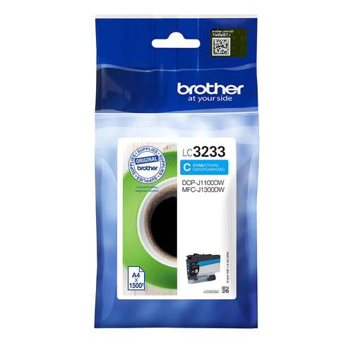BRLC3233C | The LC3233C is a high yield cyan ink cartridge that prints up to 1500 pages. As a genuine, expertly tested and designed Brother product, you can feel confident you’re getting the best possible quality and value from your printouts.