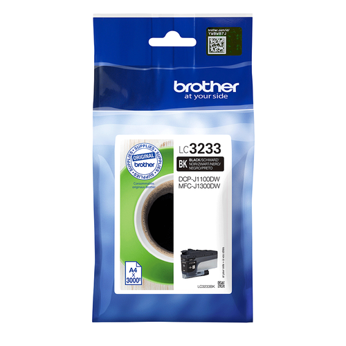 BRLC3233BK | The LC3233BK is a high yield black ink cartridge that prints up to 3000 pages. As a genuine, expertly tested and designed Brother product, you can feel confident you’re getting the best possible quality and value from your printouts.