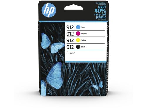 HP 912 Black Cyan Magenta Yellow Standard Capacity Ink Cartridge Multipack 8.3ml + 3 x 2.9ml (Pack 4) for HP OfficeJet Pro 8010/8020 series - 6ZC74AE