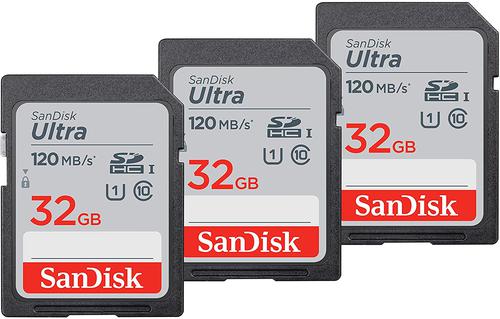 SanDisk 32GB Ultra Class 10 UHSI SDHC Memory Cards 3 Pack 8SDSDUN4032GGN6 Buy online at Office 5Star or contact us Tel 01594 810081 for assistance
