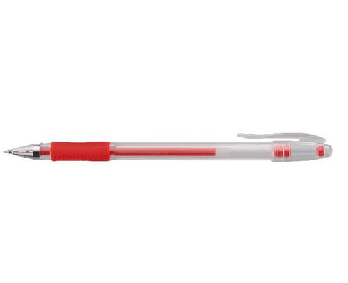ValueX Retractable Ballpoint Pen Rubber Grip 1.0mm Tip 0.7mm Line Red (Pack 10)