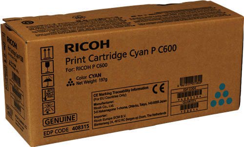 Ricoh Print Cartridge Cyan P C600 408315