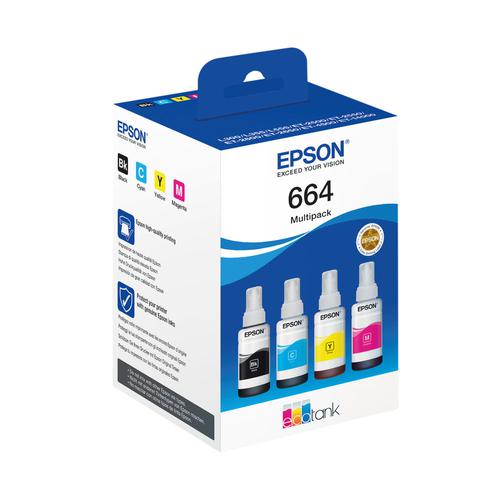 Epson 664 EcoTank 4 Colour Ink Cartridge 70ml Multipack - C13T664640