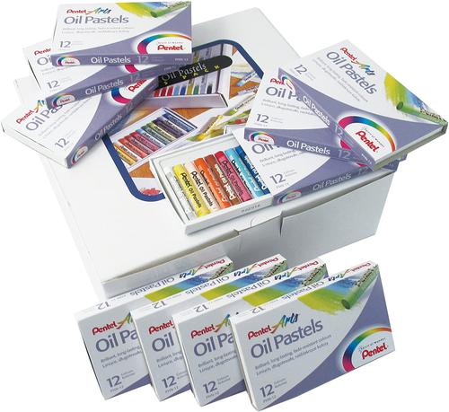 Pentel Arts Oil Pastels 12 Assorted Colour Set Mini Class Pack (36 x Pack 12) - PHN4-12CP