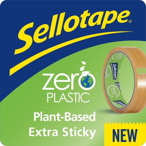 Sellotape Zero Plastic Plant Based Easy Tear Extra Sticky Tape Clear 24mm x 30m - 2635499
