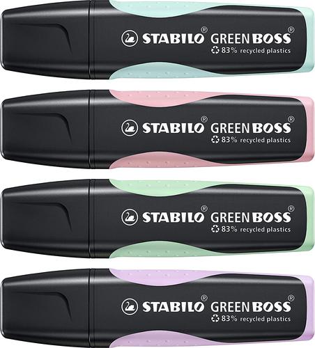 Stabilo Green Boss Highlighters Assorted Pastel (Pack of 4) 1523155 Highlighters HI1102