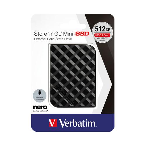 Verbatim Store'N'Go Mini SSD 512GB USB 3.2 Gen 1 Black 53236