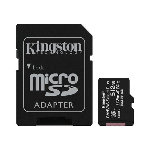 Kingston Technology Canvas Select Plus 512GB MicroSDXC Memory Card and Adapter