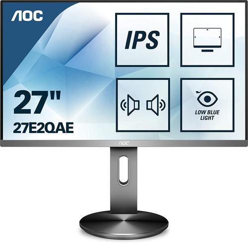 8AO27E2QAE | Intended for professional users, the 27E2QAE features a 27” IPS/3FL panel in Full HD resolution with an elegant 3-sided frameless design. Offering wide viewing angles of 178°/178°, integrated speakers, and auto source input, it also includes a host of comfort-enhancing features such as a tilting stand, VESA mount, Low Blue Mode, and Flicker-Free technology.