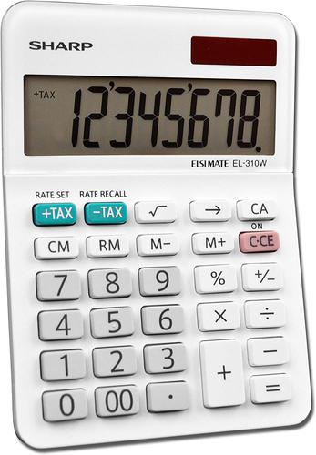 Sharp EL310W B 8 Digit Desktop Calculator White EL-310W B Desktop Calculators 75139MV